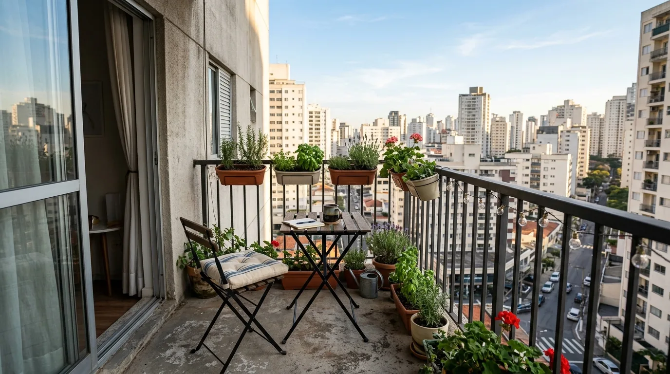 Balcony Concrete Patio Setup